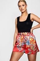 Boohoo Plus Lisa Oriental Print Short