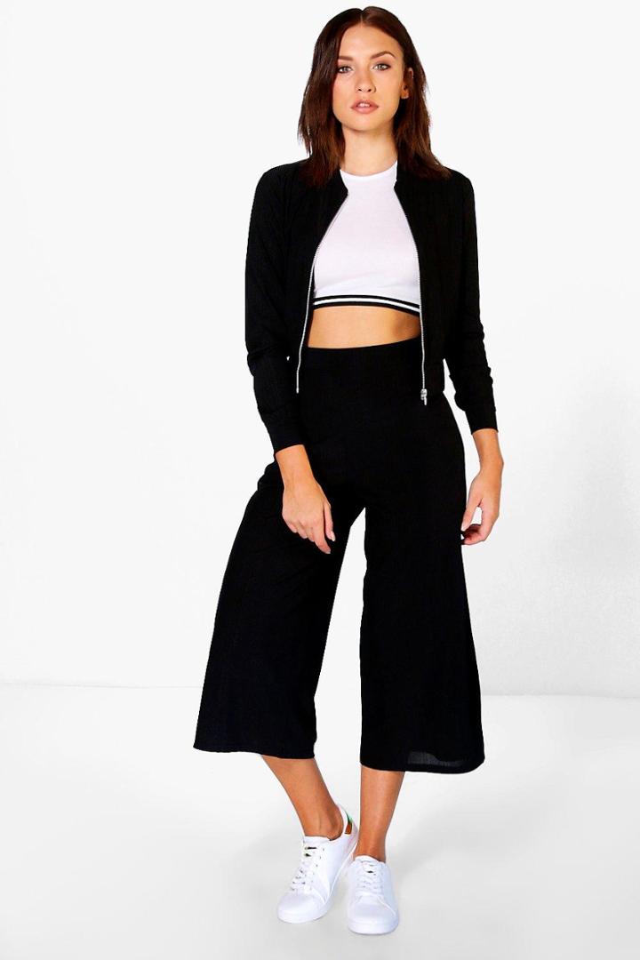 Boohoo Abigail Crinkle Culotte Black
