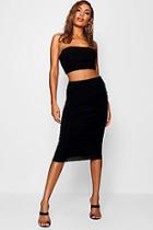 Boohoo Corinna Soft Touch Slinky Rouched Midi Skirt