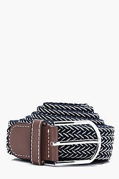 Boohoo Black Elasticated Belt With Contrast Thread