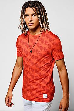 Boohoo Crew Neck T-shirt With Palm Print