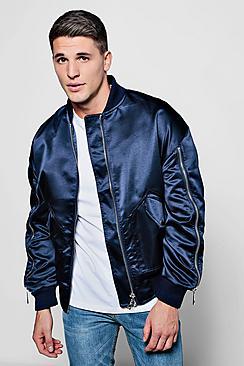 Boohoo Zip Detail Sateen Bomber