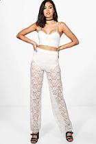 Boohoo Camilla Lace Scallop Hem Wide Leg Trouser