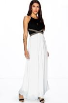Boohoo Hayley Metal Trim Contrast Maxi Dress Black