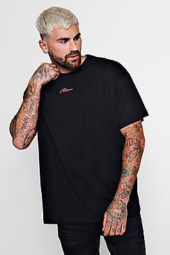 Boohoo Neon Man Signature Oversized T-shirt With Back Tape
