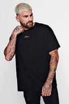 Boohoo Neon Man Signature Oversized T-shirt With Back Tape