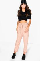 Boohoo Marin Soft Touch Turn Up Relaxed Woven Joggers Sand
