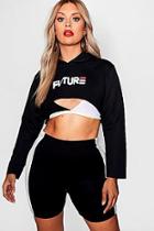 Boohoo Plus Extreme Cropped Flare Sleeve Hoodie