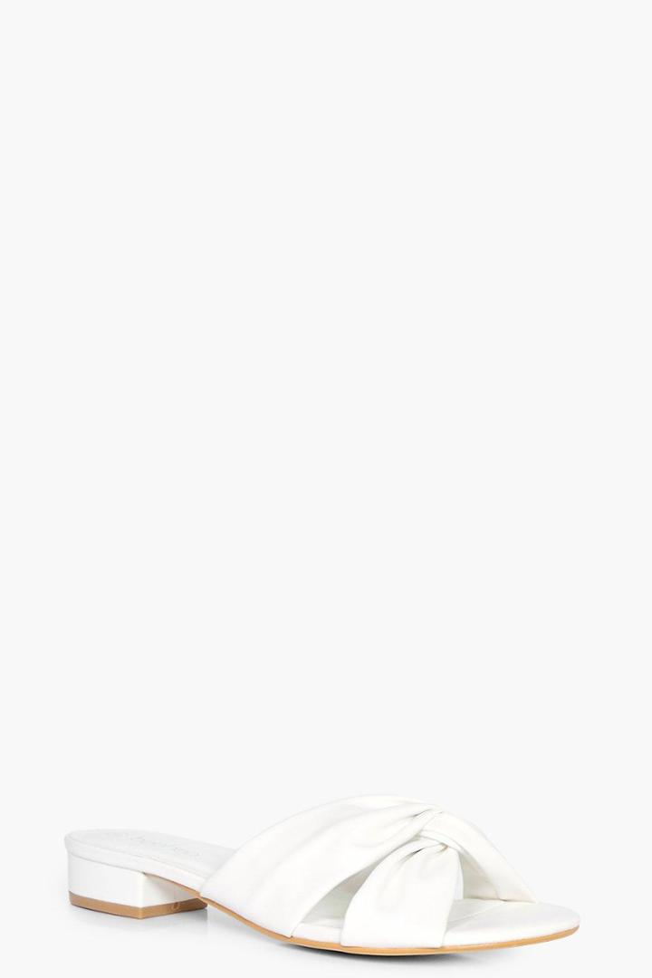 Boohoo Mia Knot Front Wide Fit Sandal White