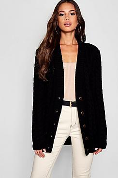 Boohoo Tall All Over Cable Knitted Cardigan
