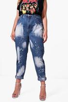 Boohoo Plus Saskia Paint Splatter Mom Jeans