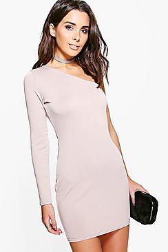 Boohoo Issy Textured One Sleeved Bodycon Dress