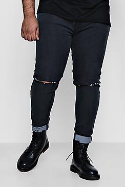 Boohoo Big And Tall Ripped Knee Skinny Jeans
