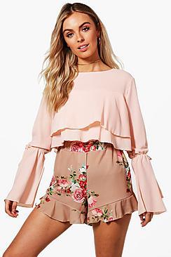 Boohoo Florence Ruffle Hem Floral Shorts