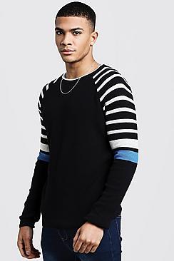 Boohoo Arm Stripe Knitted Long Sleeve Jumper