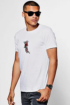 Boohoo Floral Chest Embroidered T-shirt