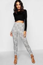 Boohoo Dogtooth Check Skinny Stretch Trousers