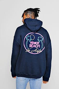 Boohoo Oversized Venice Bleach Neon Print Hoodie