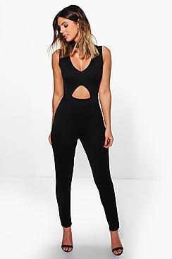 Boohoo Jonna Cut Out Front Lace Choker Jumpsuit