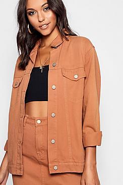 Boohoo Tall Tan Boyfriend Denim Jacket