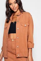 Boohoo Tall Tan Boyfriend Denim Jacket