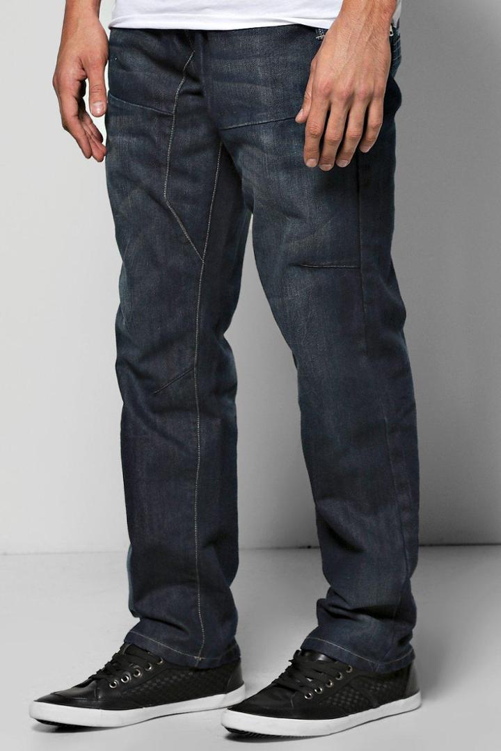 Boohoo Tapered Fit Rigid Denim Indigo Jeans Indigo