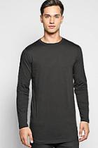 Boohoo Long Sleeve Longline Scoop Hem T Shirt