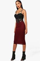 Boohoo Poppy Knitted Rib Long Line Midi Skirt