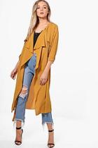 Boohoo Jessica Woven Waterfall Belted Duster