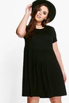 Boohoo Plus Mandy Smock Skater Dress Black