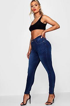 Boohoo Plus High Rise 5 Pocket Skinny Jeans