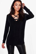 Boohoo Tall Seline Silky Strappy Neck Top Black