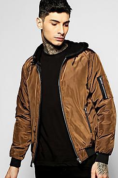 Boohoo Ma1 Bomber With Jersey Hood