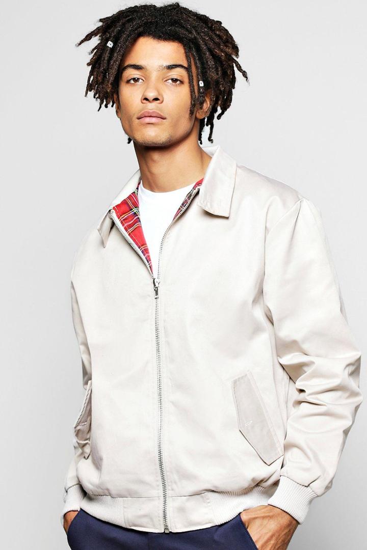 Boohoo Cotton Harrington Jacket Stone