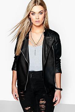 Boohoo Plus Quilted Faux Leather Biker Jacket