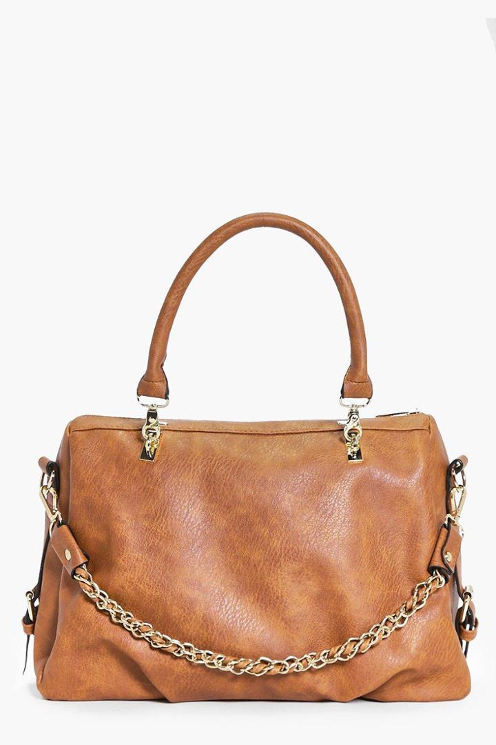 Boohoo Niamh Chain Strap Detail Oversize Day Bag Tan