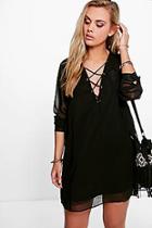 Boohoo Plus Maya Lace Up Utility Dress