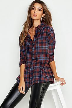 Boohoo Oversized Pocket Detail Check Shirt