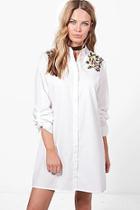 Boohoo Lila Embroidered Front & Back Shirt Dress