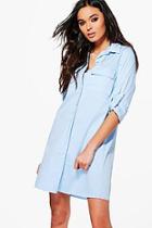 Boohoo Maia Cotton Shirt Dress With Pockets