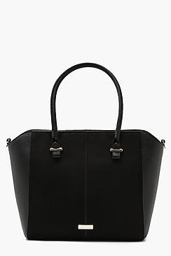 Boohoo Structured Suedette & Pu Tote Bag