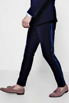 Boohoo Skinny Fit Suit Trouser With Velvet Taping