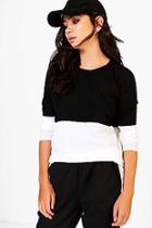 Boohoo Zoe Ribbed Colourblock Raglan T-shirt