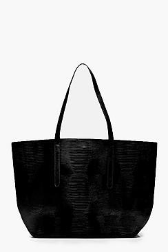 Boohoo Large Faux Snake Shopper Day Bag