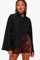Boohoo Choker Detail Wide Sleeve Shirt