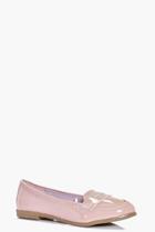 Boohoo Millie Patent Loafer Flat Nude