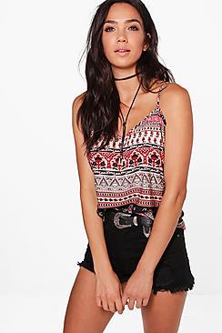 Boohoo Amanda Elephant Print Woven Cami