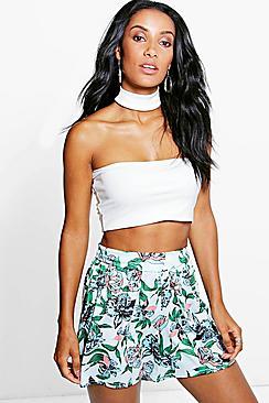 Boohoo Zena Palm Print Flippy Shorts
