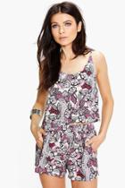 Boohoo Sarah Printed Cami + Short Co-ord Set Red