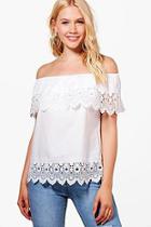 Boohoo Molly Off The Shoulder Lace Trim Top